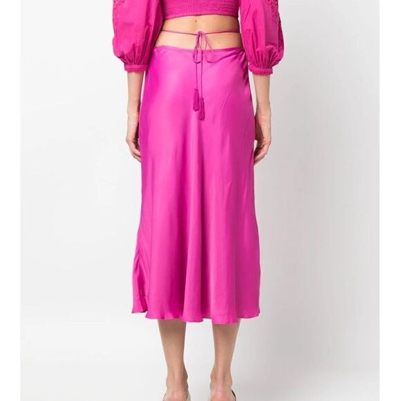 NWT FARM Rio strap-detail satin-finish midi skirt Large - Picture 4 of 13